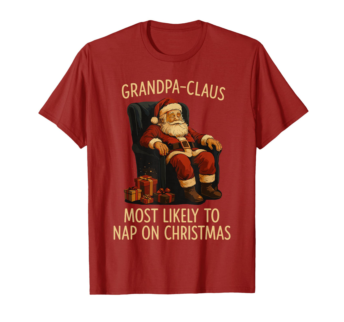 Most Likely to Nap on Christmas Shirt Men Xmas Grandpa Claus T-Shirt