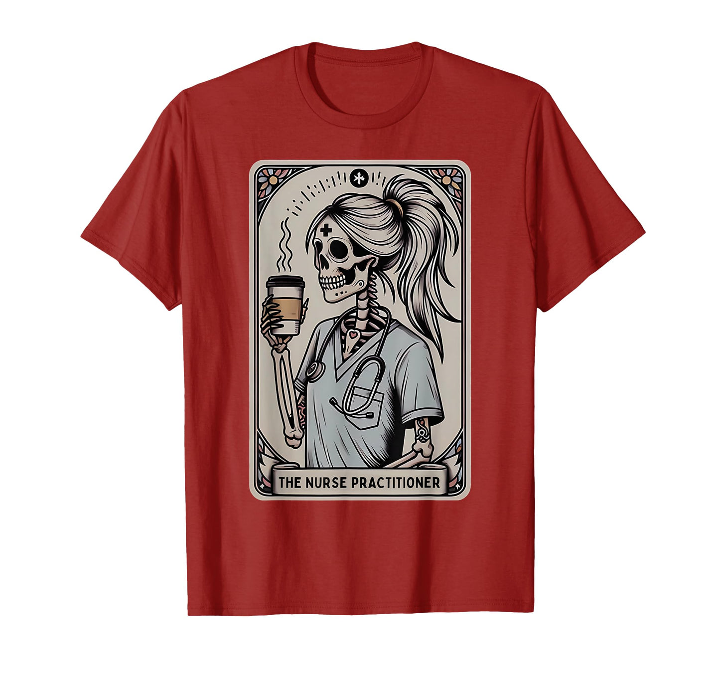 Nurse Practitioner Tarot Card Skeleton Halloween Witch Vibes T-Shirt