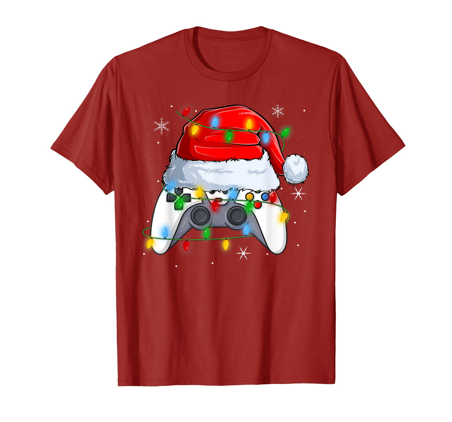 Video Game Controller Christmas Lights Gamer Boys Girls Xmas T-Shirt