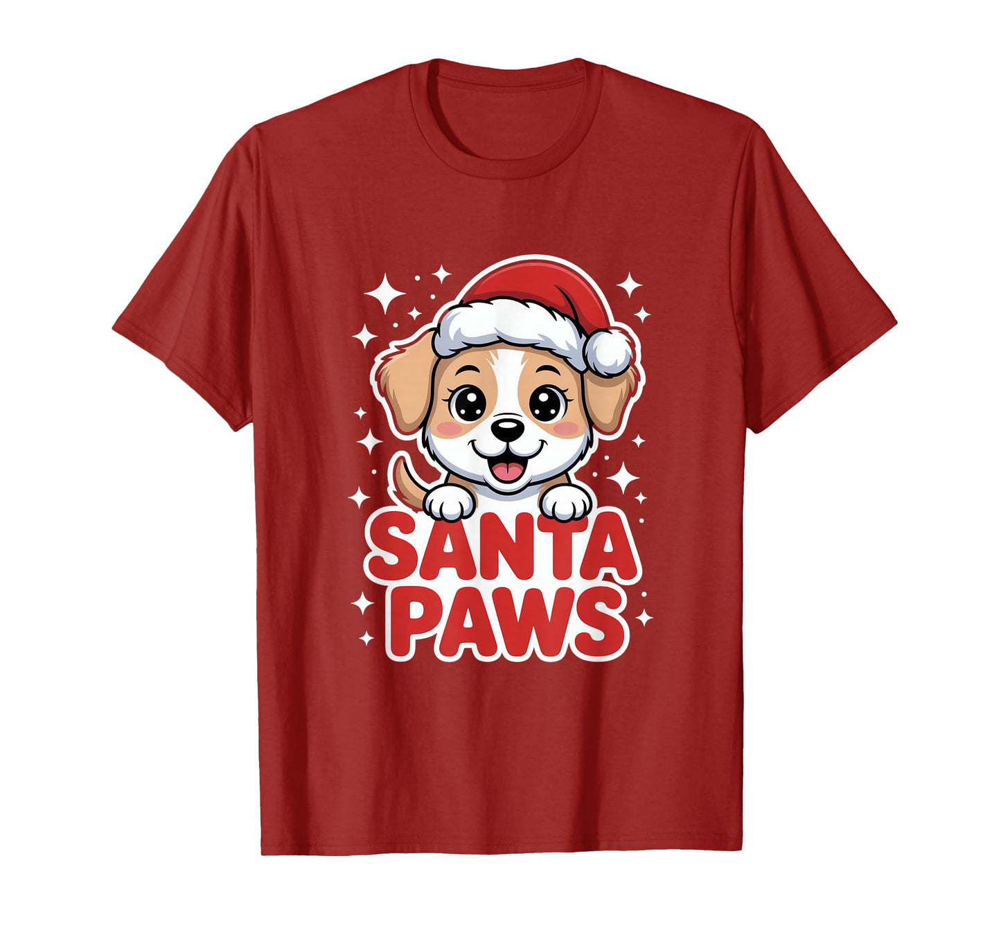 Santa Paws Cute Puppy in Santa Hat Christmas Dog T-Shirt
