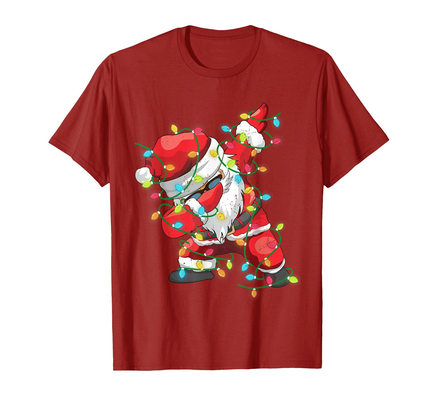 Christmas Dabbing Santa Xmas Lights Girls Boys Teens Kids T-Shirt