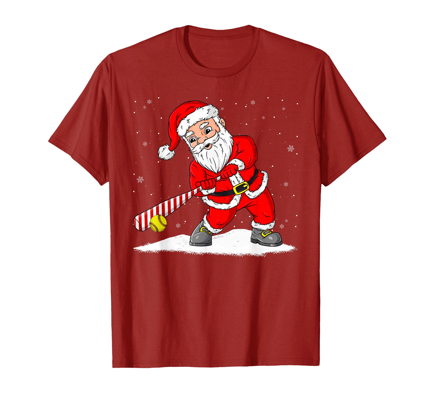 Santa Claus Playing Softball Merry Christmas Pajama Boys Men T-Shirt