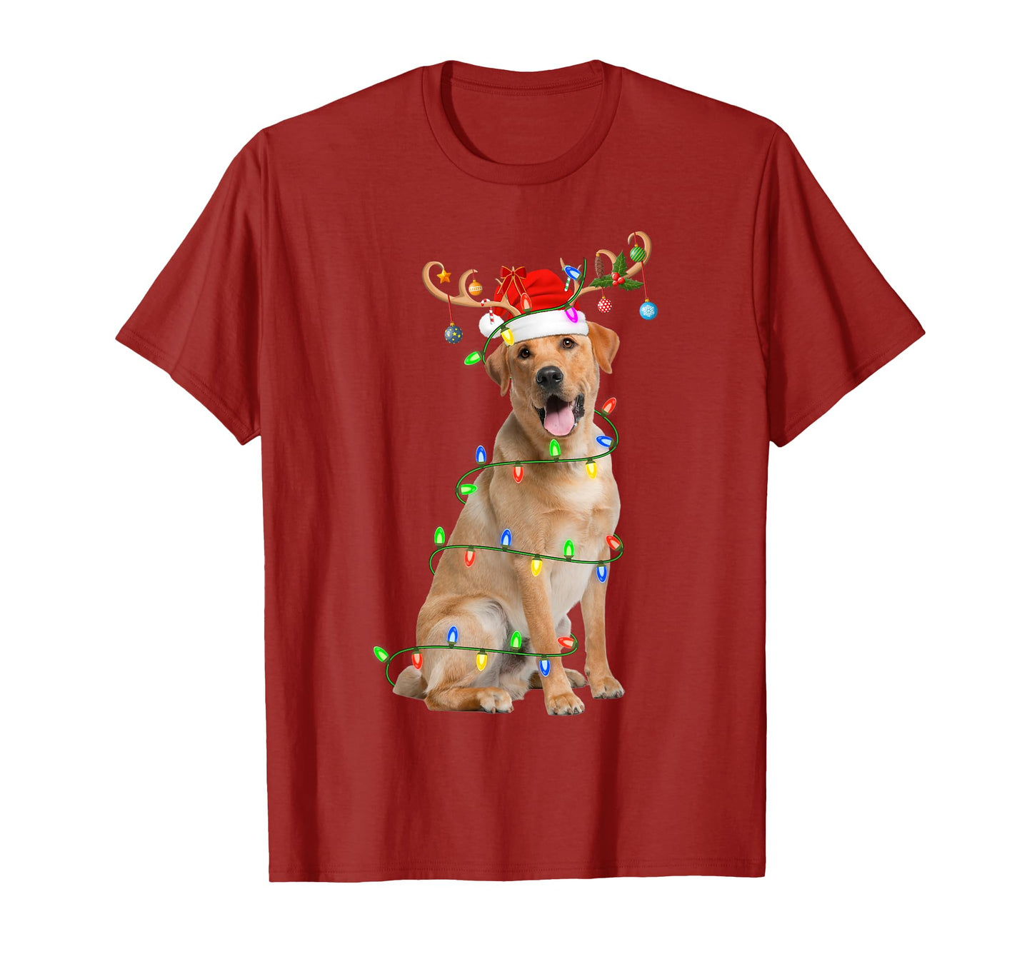 Labrador Retriever Christmas Lights Santa Pet Dog Lover Xmas T-Shirt