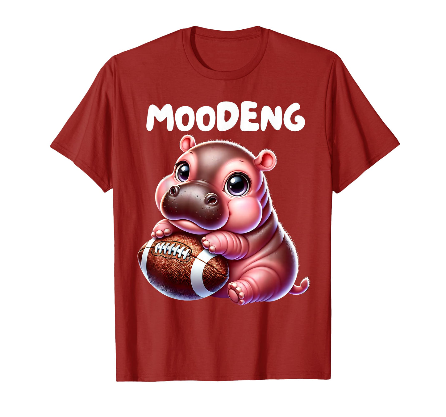 MooDeng American Football Sport Cute Baby Pygmy Hippo Meme T-Shirt
