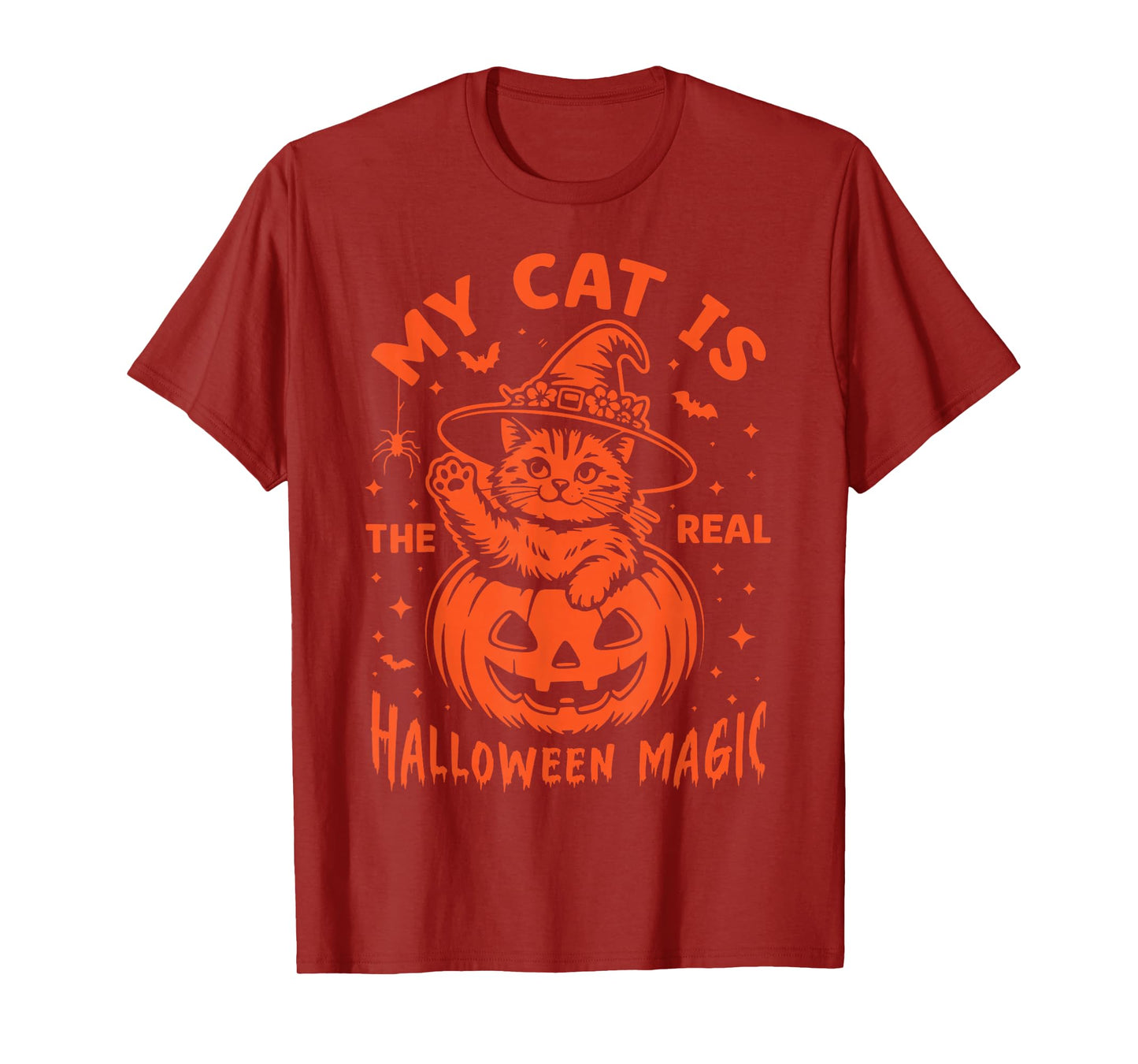 My cat is The Real Halloween Magic Funny Skeleton Witch Hat T-Shirt