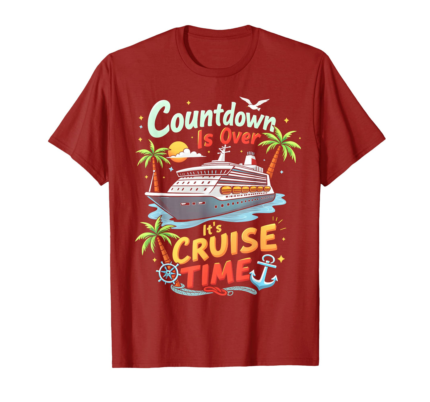 Countdown Is Over It's Cruise Time Apparel Unisex-Adult Cruise Squad 2025 Family Cruise 2025 Couple Outfits Friends Black T-Shirt