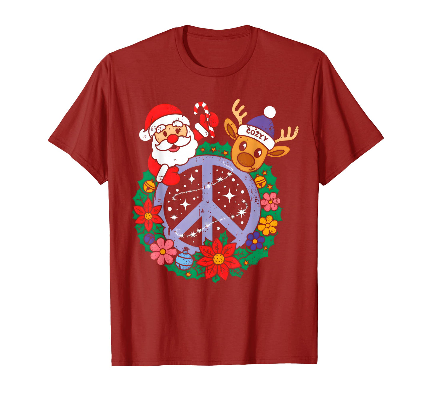 Funny Groovy Christmas Santa Claus ReindeerXmas Vibes T-Shirt