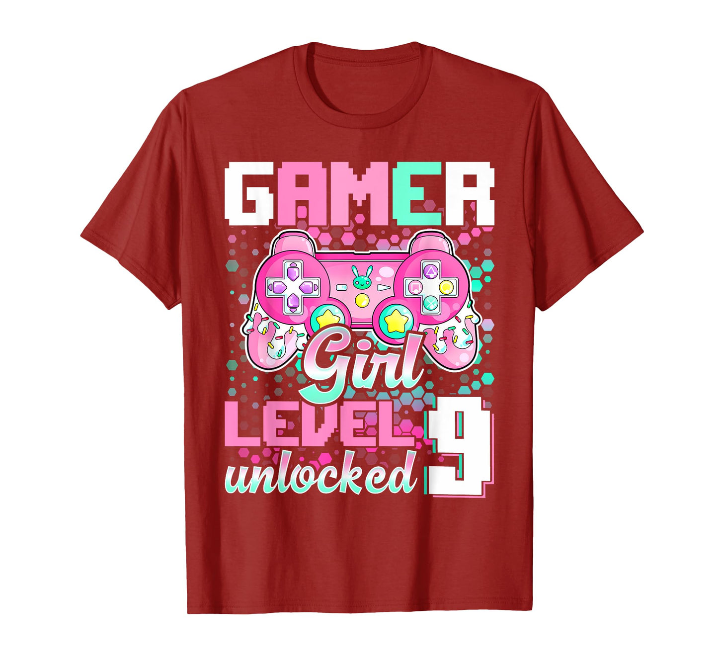 9th Birthday Gift Gamer Girl Level 9 Unlocked Video Game T-Shirt