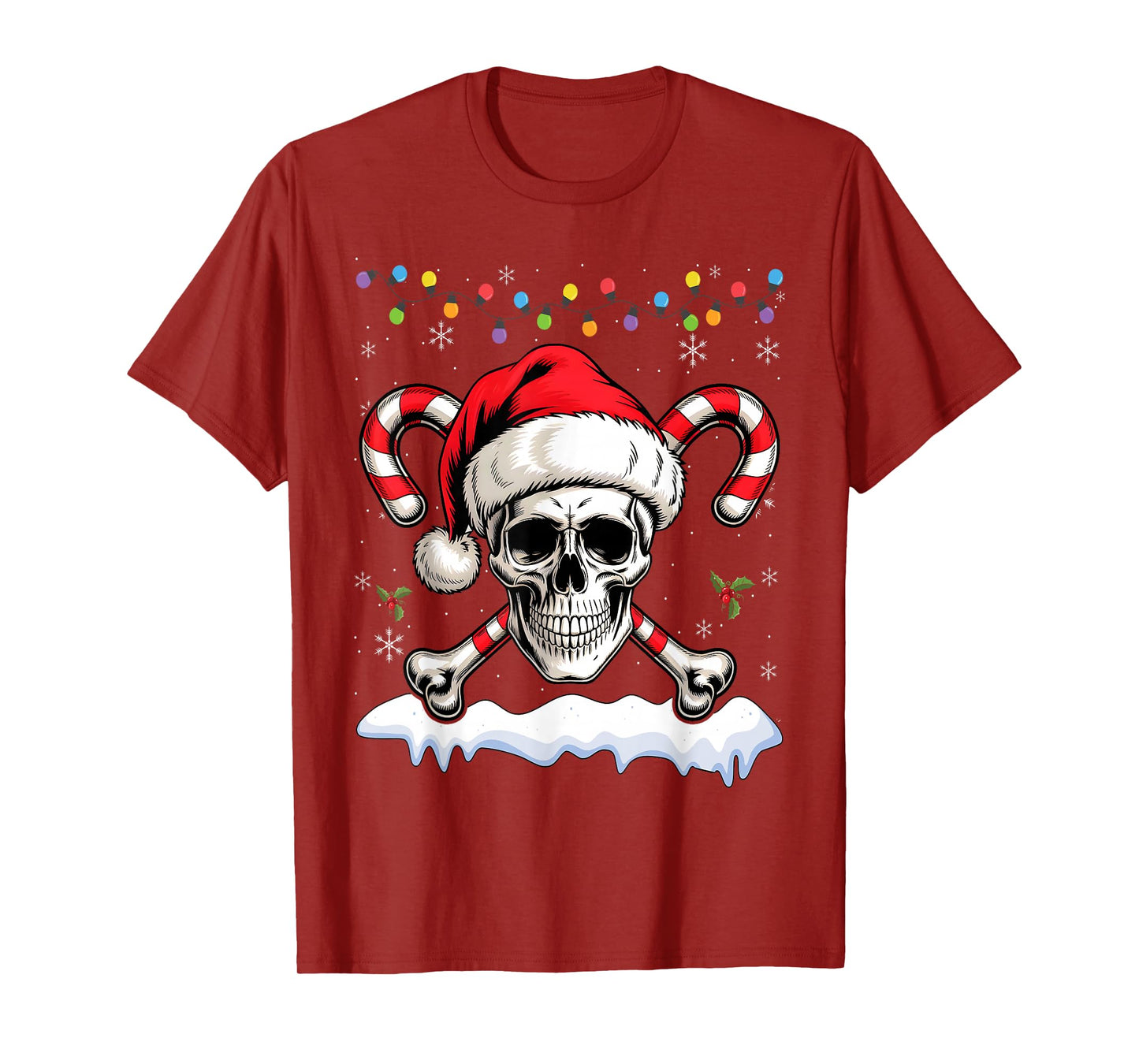Pirate Christmas Jolly Roger Santa Hat T-Shirt