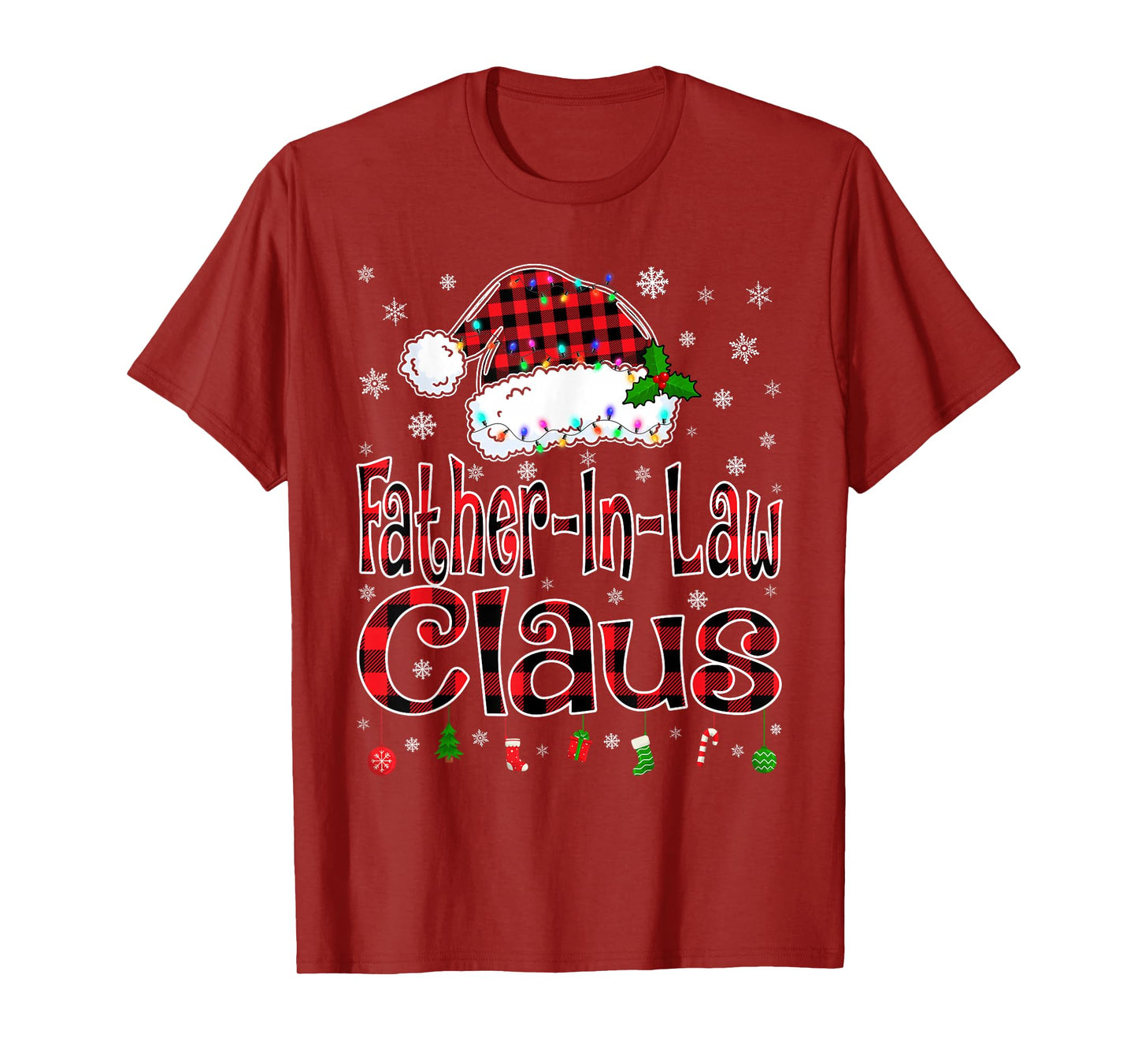 Father-in-Law Claus Christmas Lights Xmas Pajama Family Tees T-Shirt