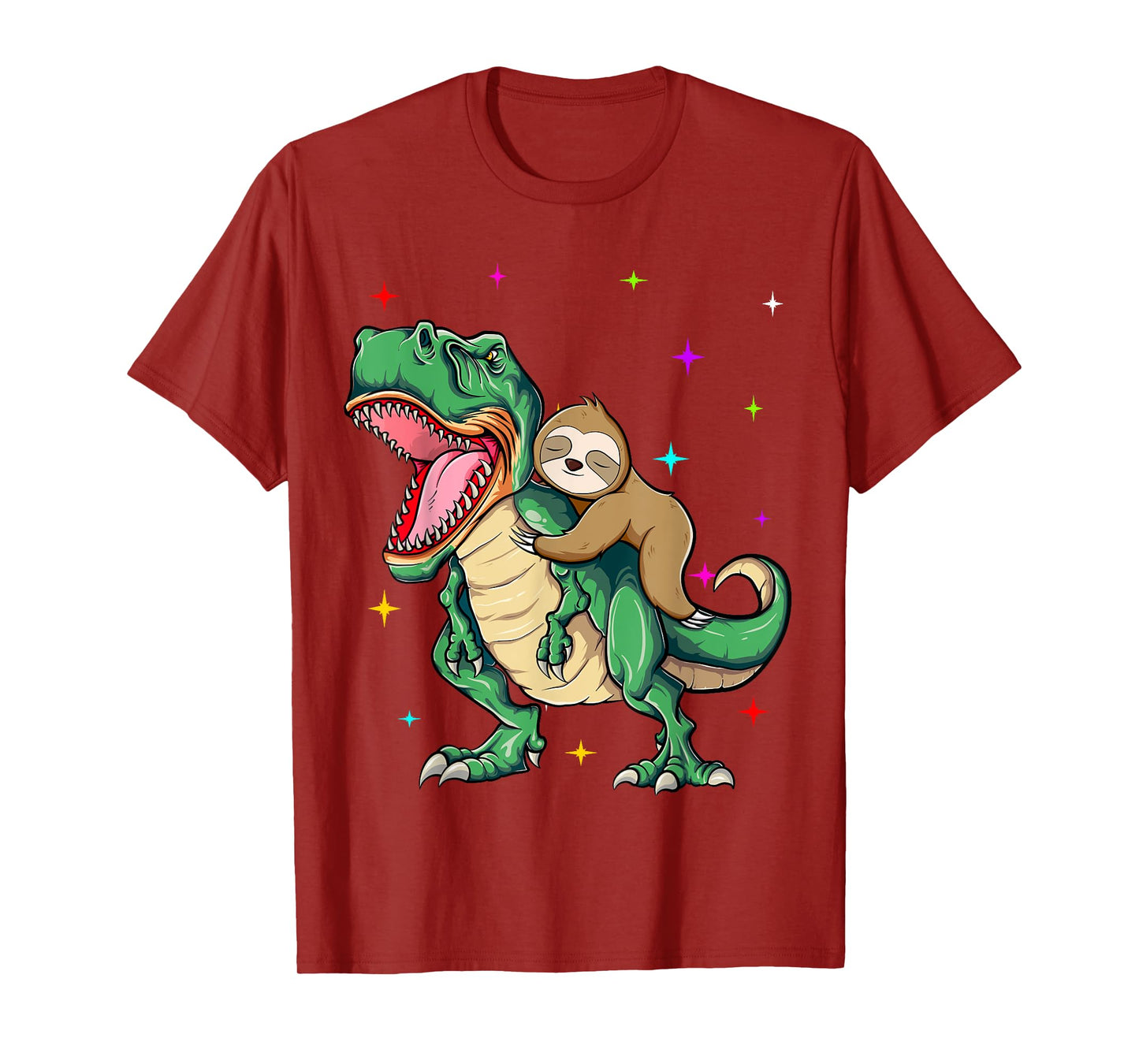 Funny Sloth Riding a T-Rex Dinosaur T-Shirt
