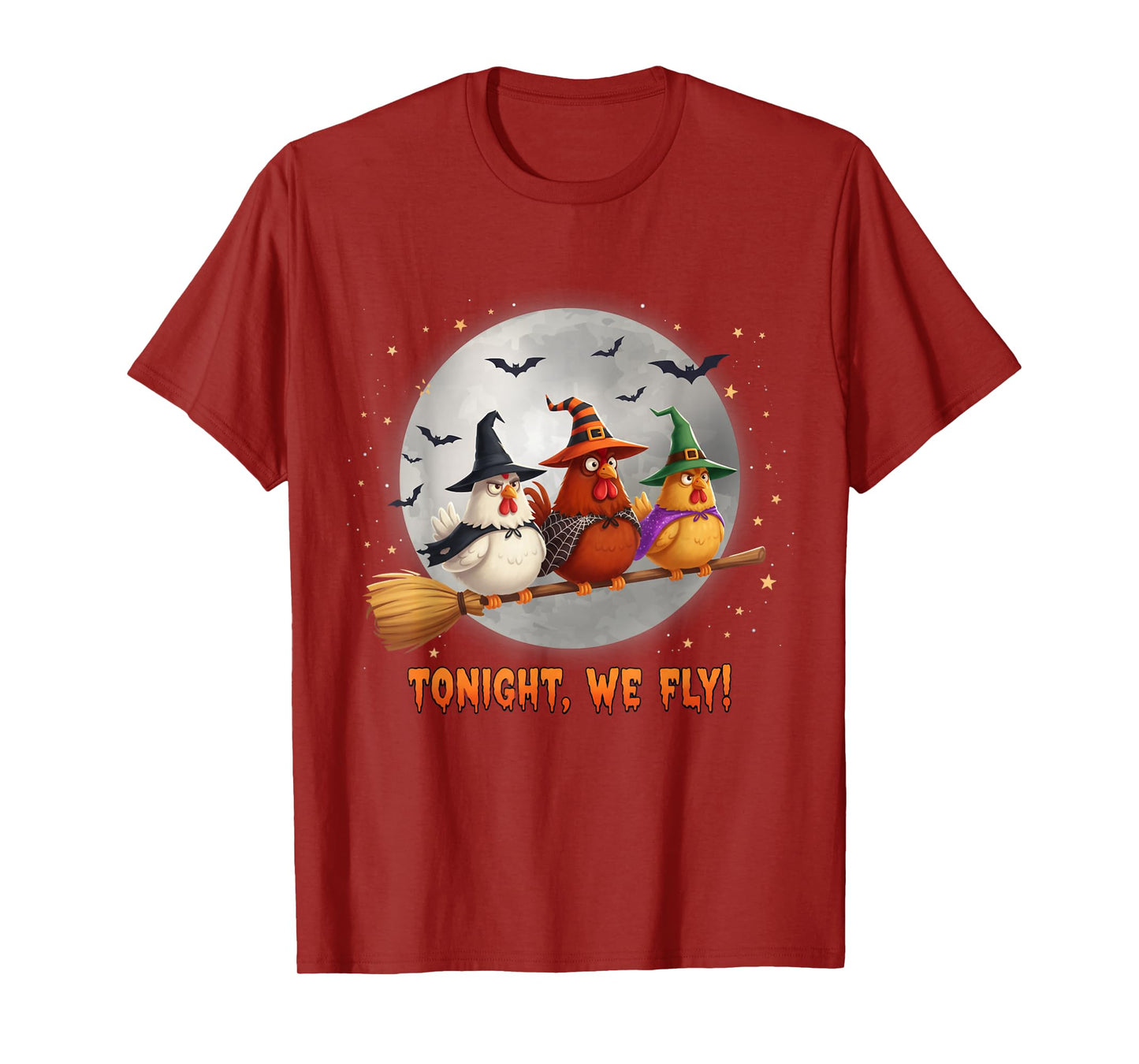 Tonight We Fly Funny Chicken Witch Spooky Season Farm Ghost T-Shirt