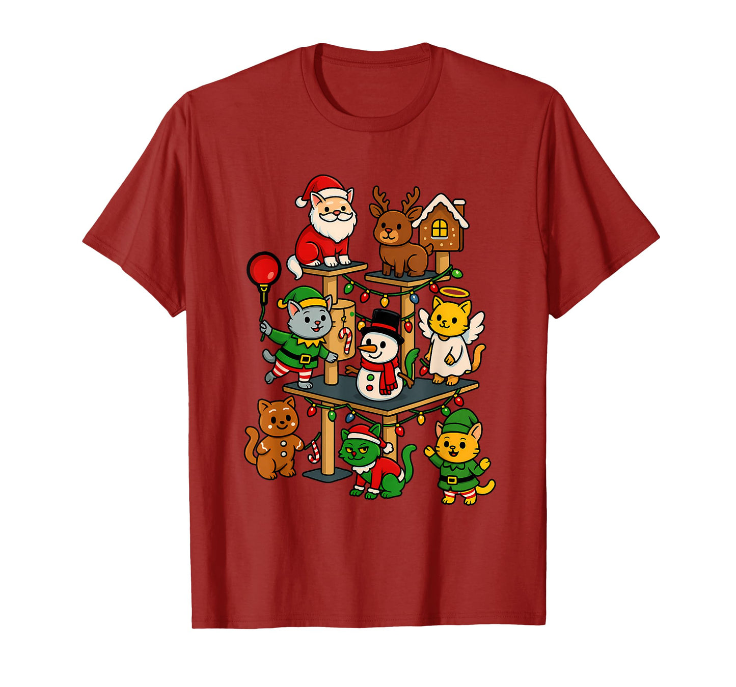 Cute Christmas Cat Tree Festive Holiday Design Kitty T-Shirt