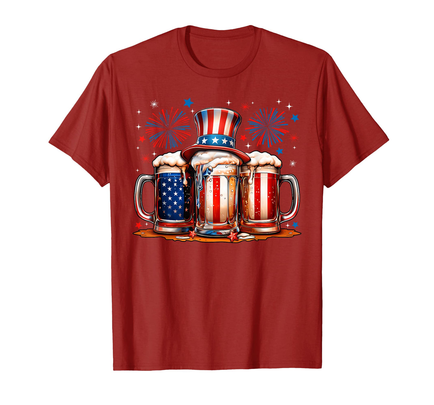 Beer American Flag USA 4th Of July Party Drinking Men Women T-Shirt