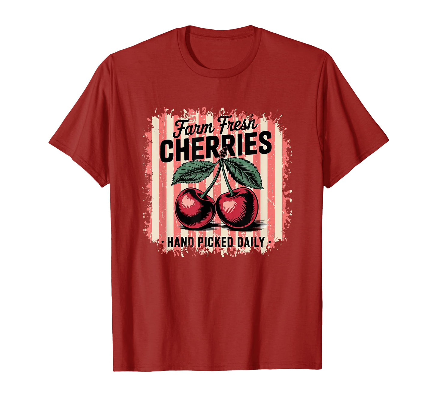 Farm Fresh Cherries Hand Picked Daily Nostalgic Design T-Shirt