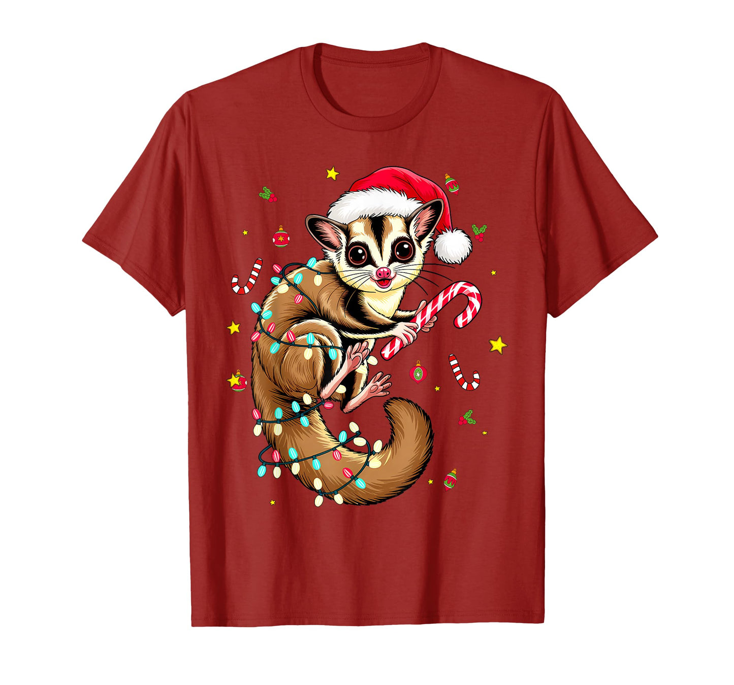 Christmas Sugar Glider Santa Hat Squirrel Gliding Animal T-Shirt