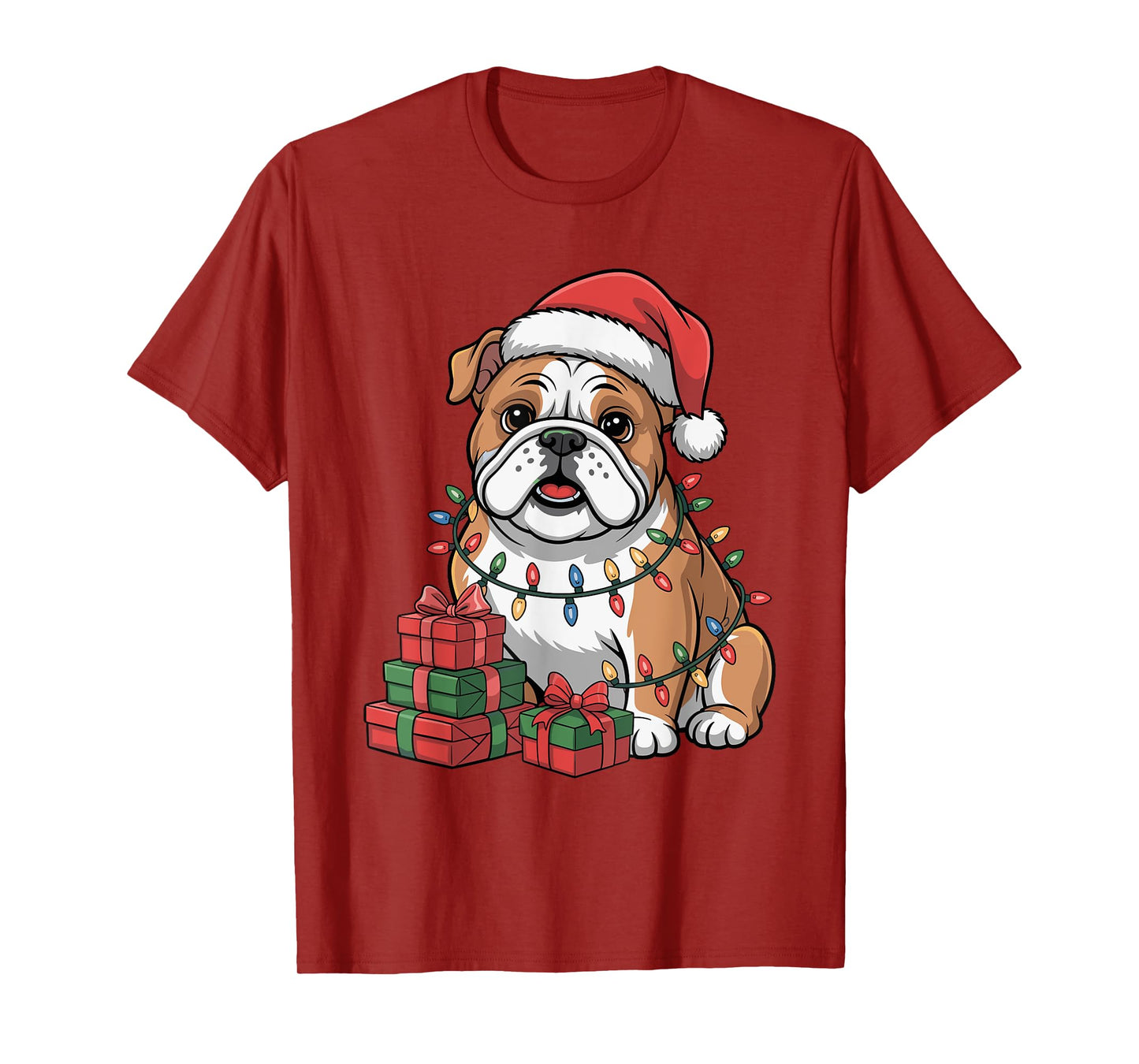 Cute Bulldog Christmas Xmas Design Funny Dog Lover Holiday T-Shirt