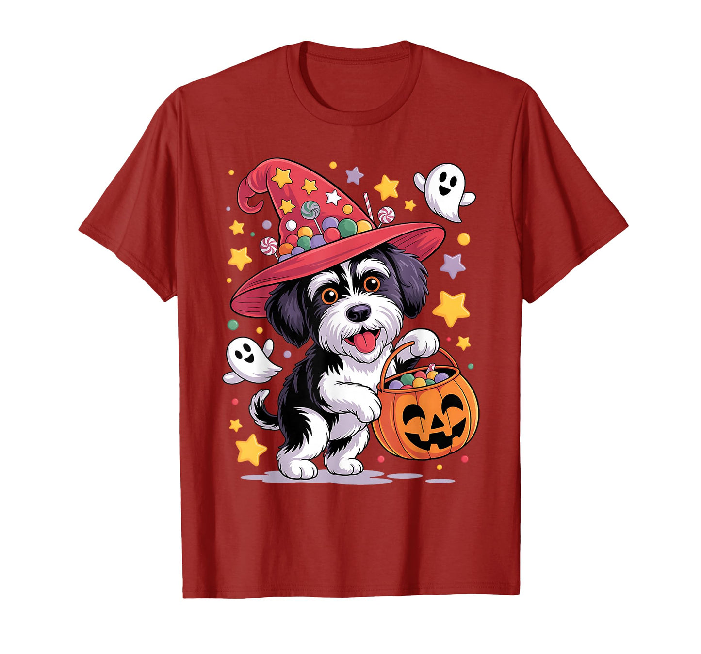 Portuguese Water Dog Pumpkin Ghost Candy Witch Halloween T-Shirt