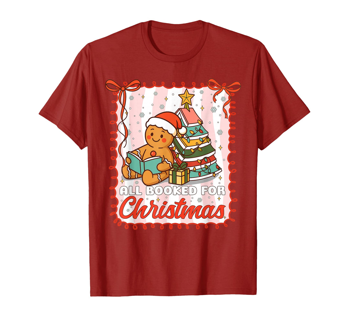 All Booked for Christmas Gingerbread Christmas Tree Book Kid T-Shirt