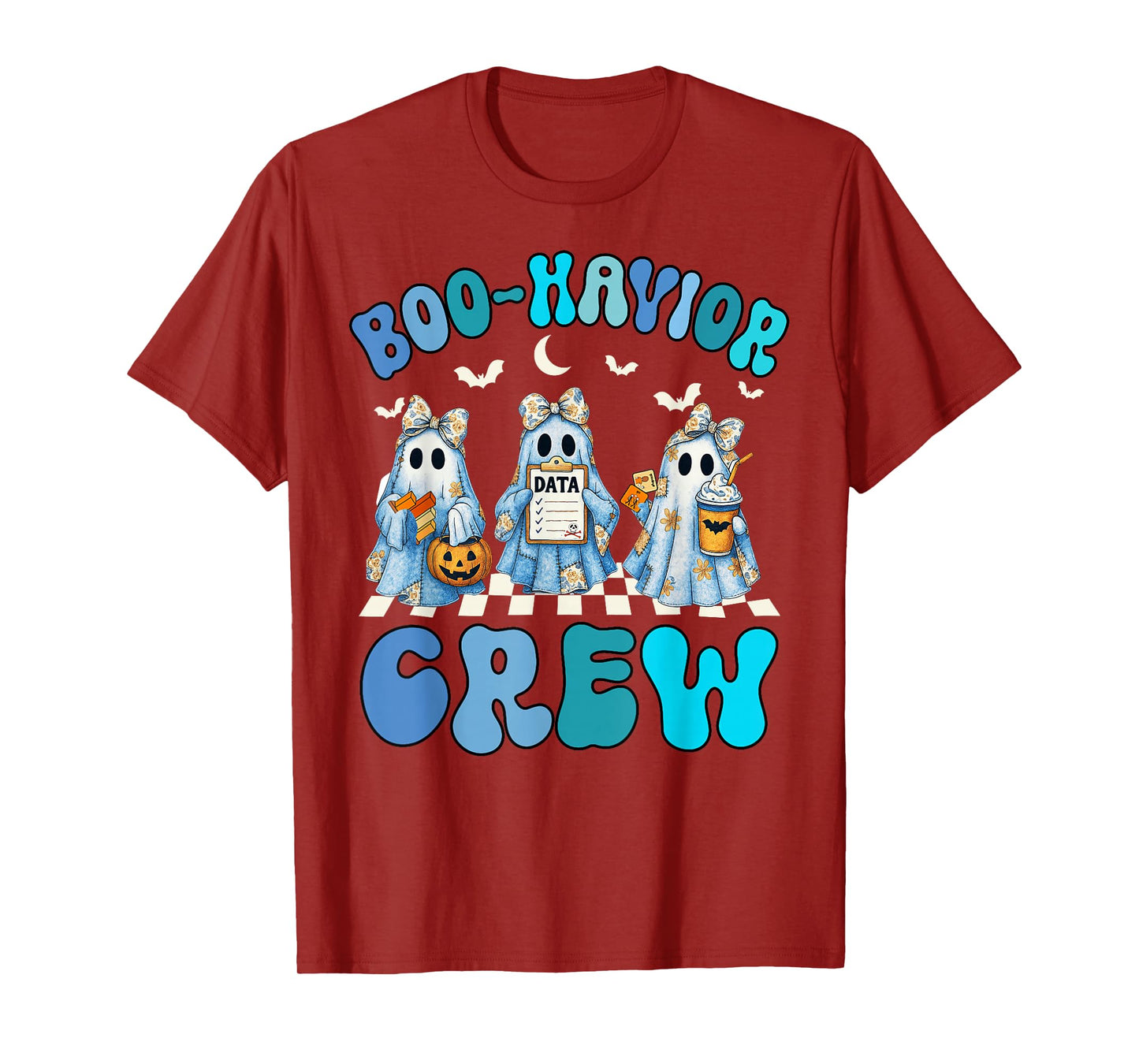 Groovy Boo Havior Crew Behavior Analyst Halloween Blue Denim T-Shirt