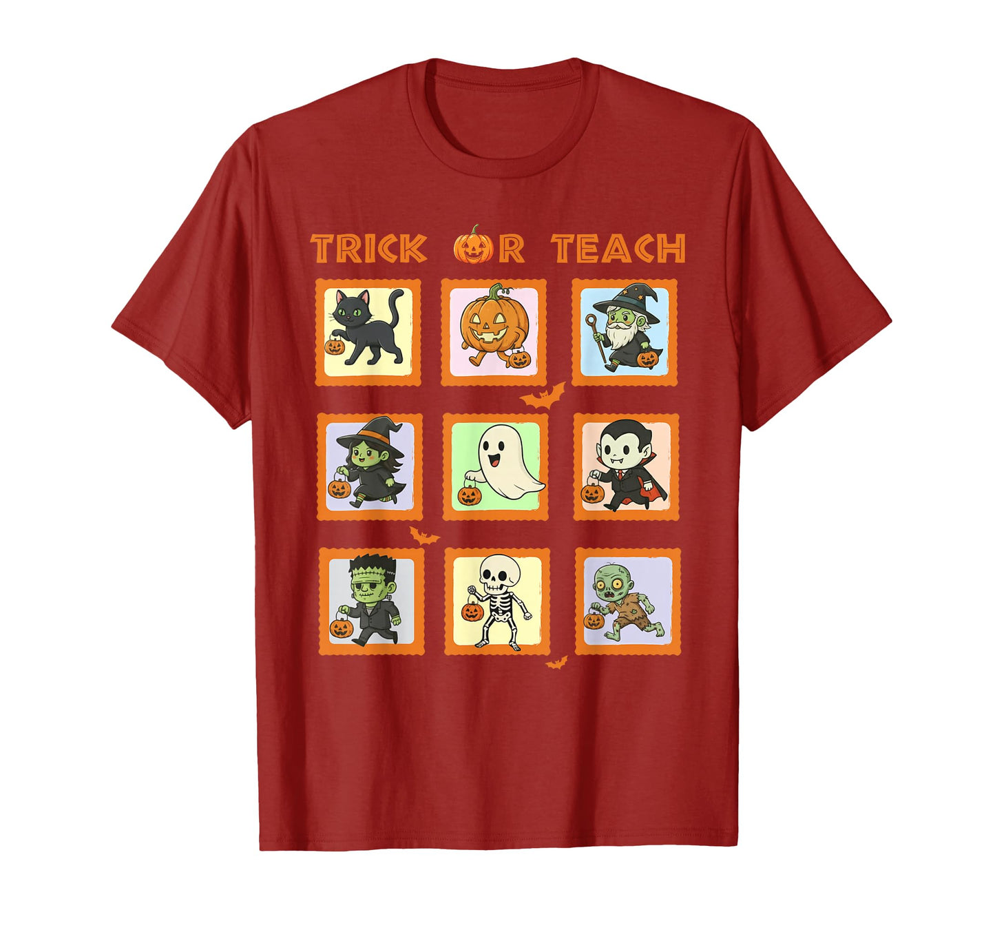Halloween Teacher Stamps Cute Costumes Trick Or Teach Kids T-Shirt