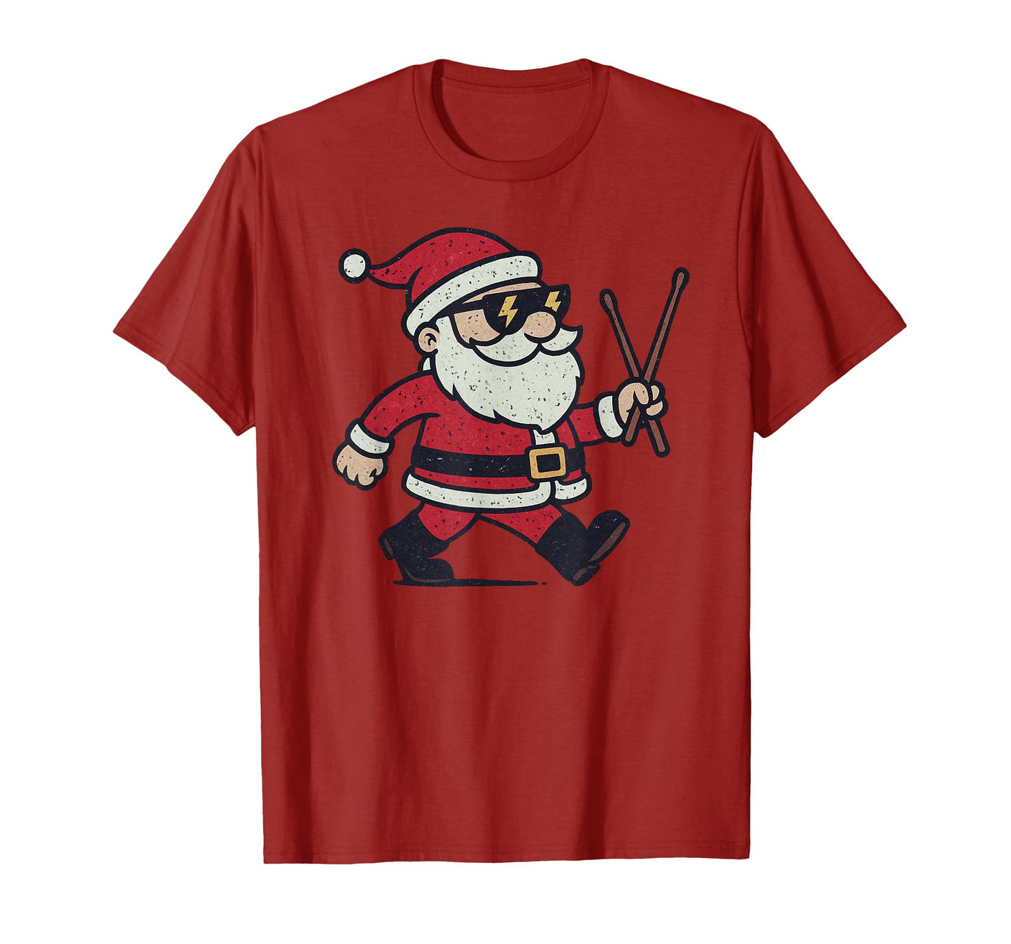 Santa Playing Drums Christmas Vintage Drummer Xmas T-Shirt