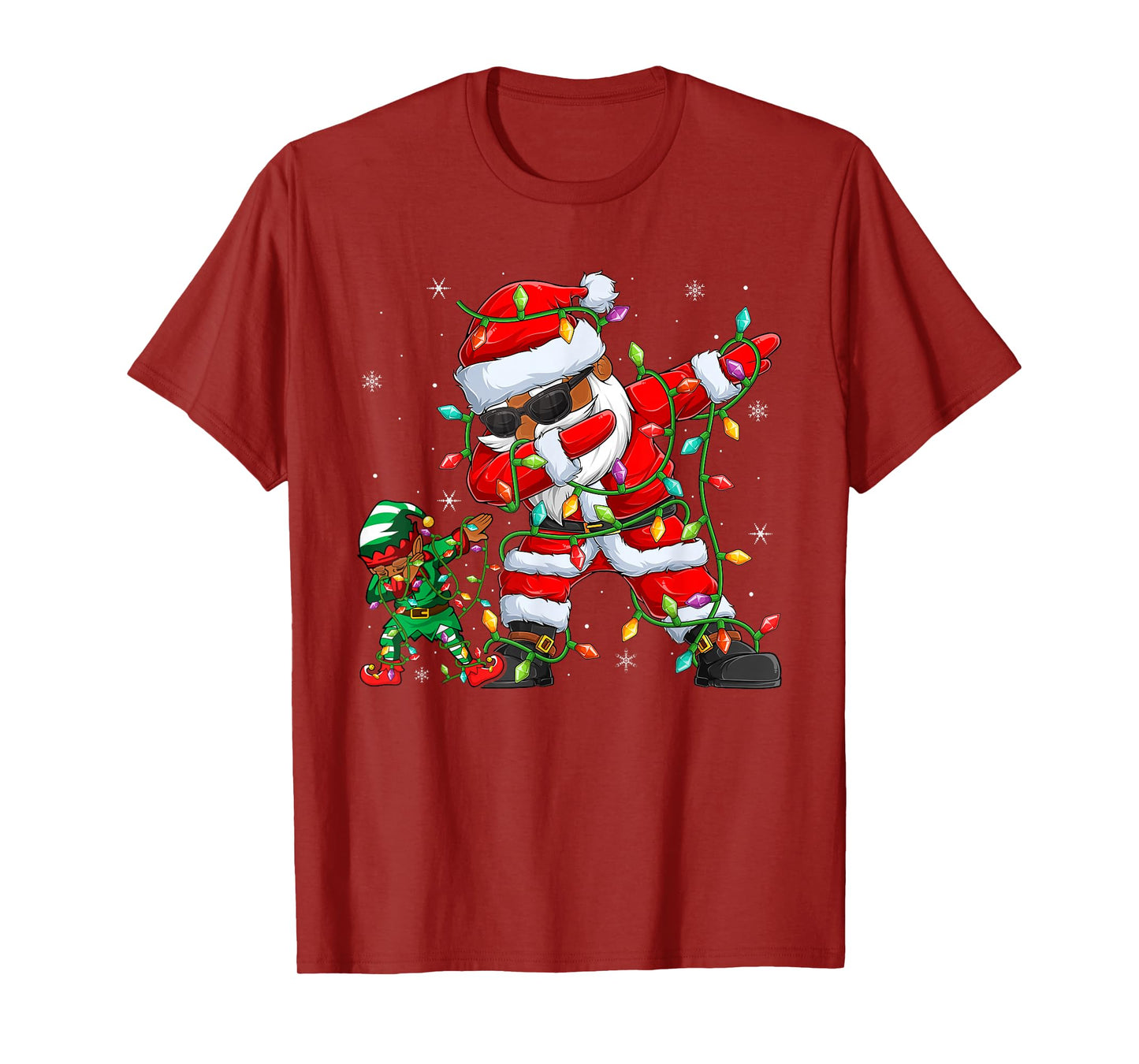 Christmas African American Dabbing Santa Claus Elf Dab Xmas T-Shirt