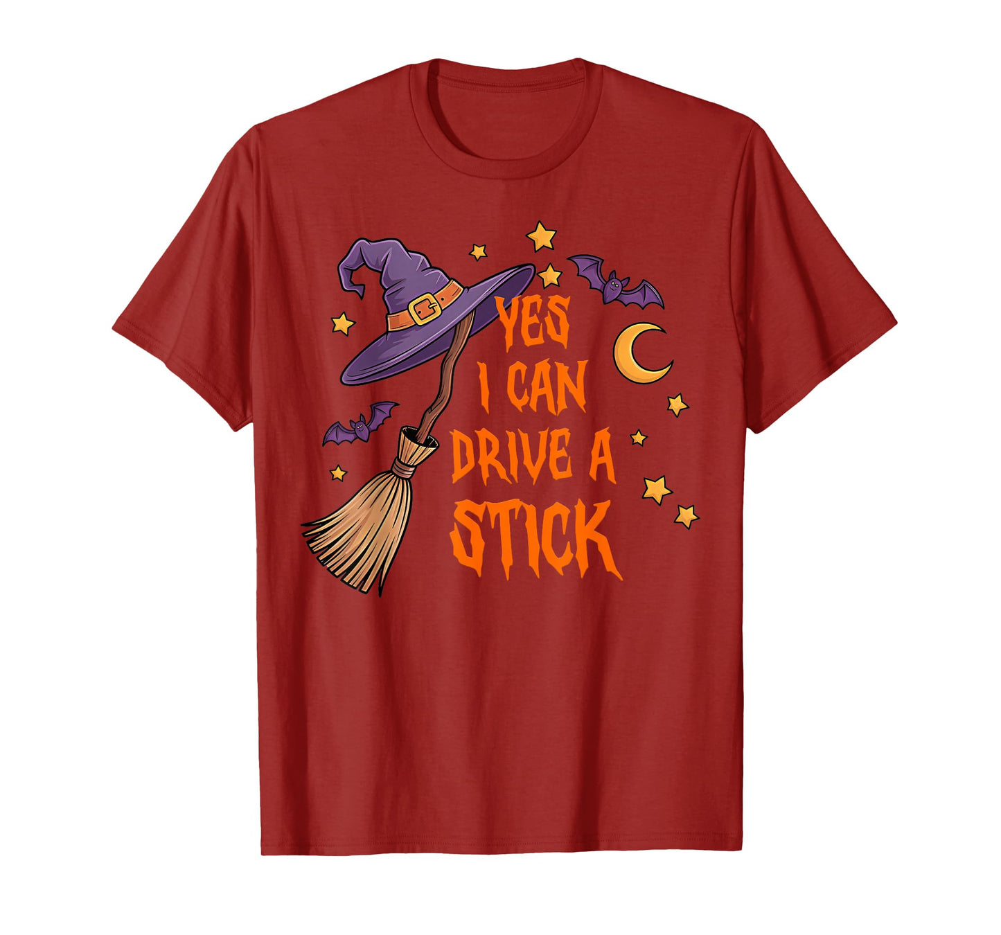 Yes I Can Drive A Stick Funny Halloween Spooky Witch T-Shirt