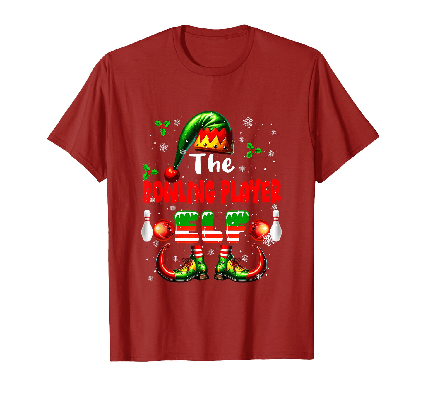 The Bowling Player Elf Christmas Job Team Matching Parties T-Shirt