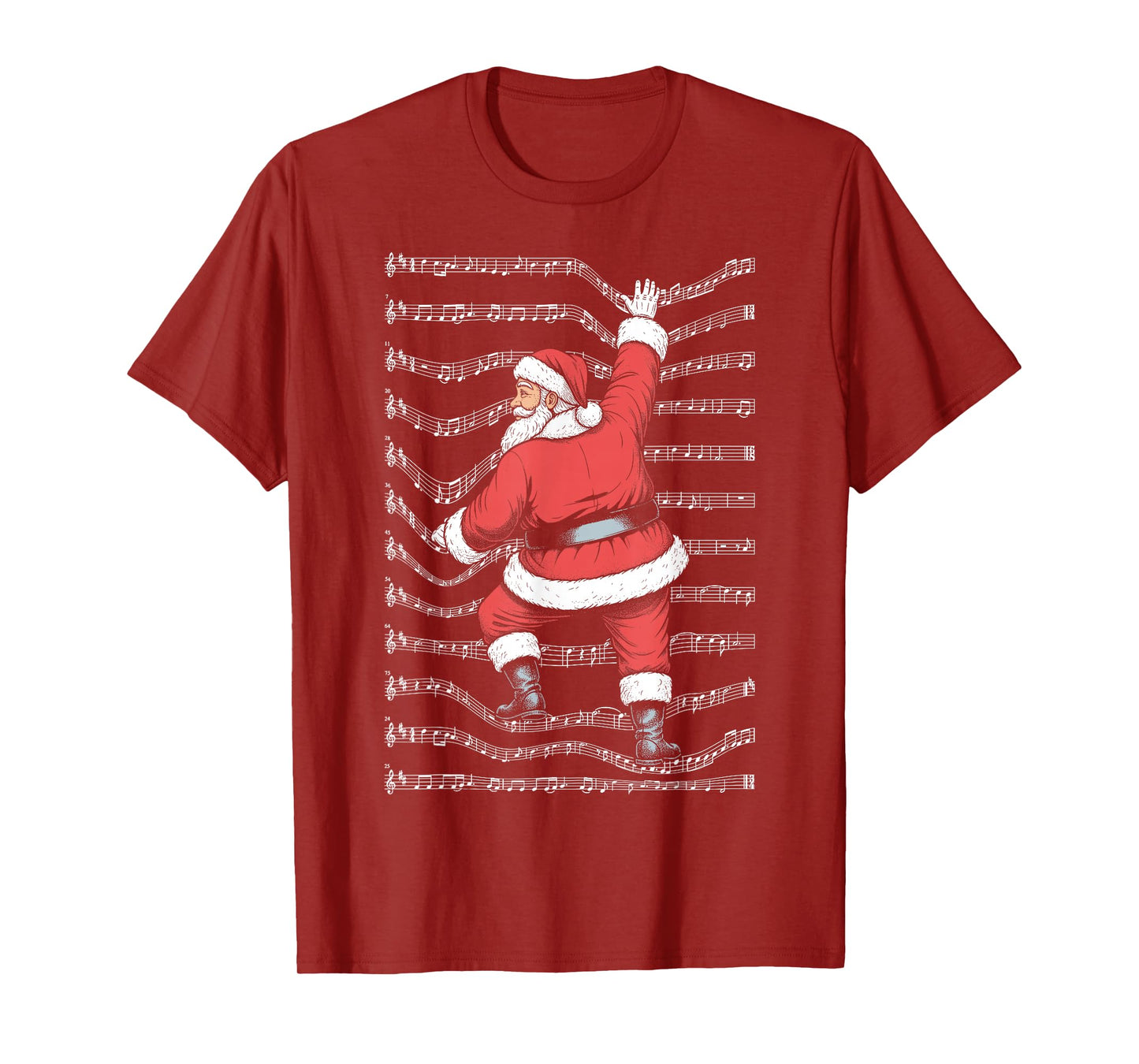 Musician Christmas Funny Santa Claus Climbing Sheet Music T-Shirt