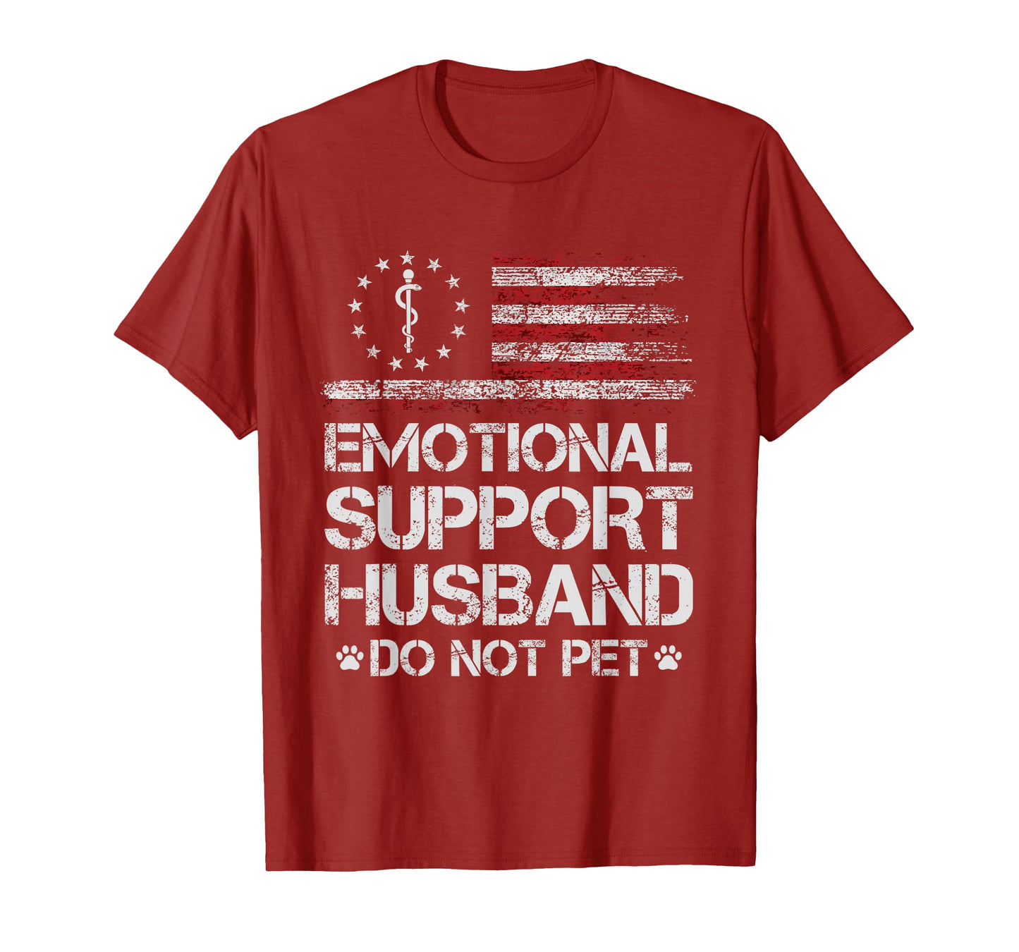 Emotional Support Husband Do Not Pet - Vintage American Flag T-Shirt