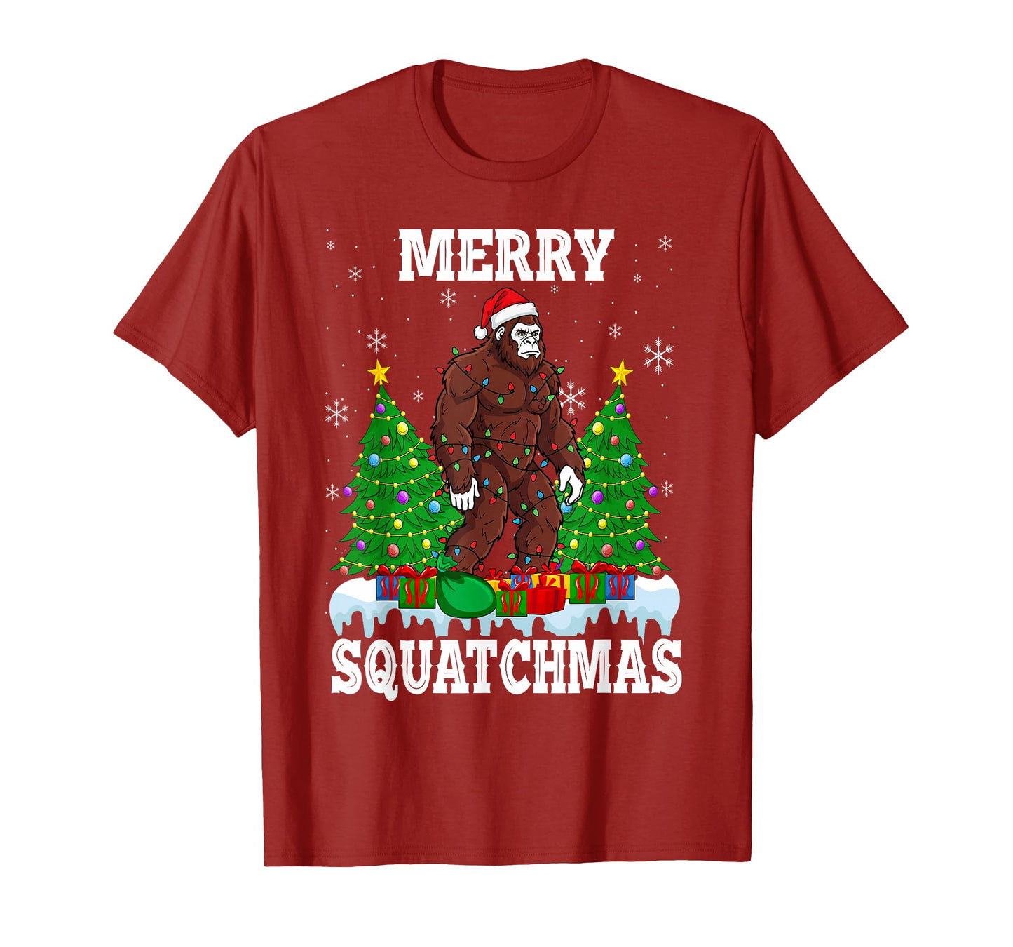 Merry Squatchmas Christmas Tree Santa Bigfoot Sasquatch T-Shirt