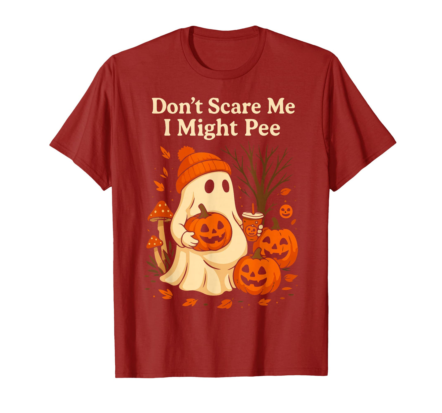 Don't Scare Me I Might Pee Halloween Pregnancy Pumpkin Humor T-Shirt