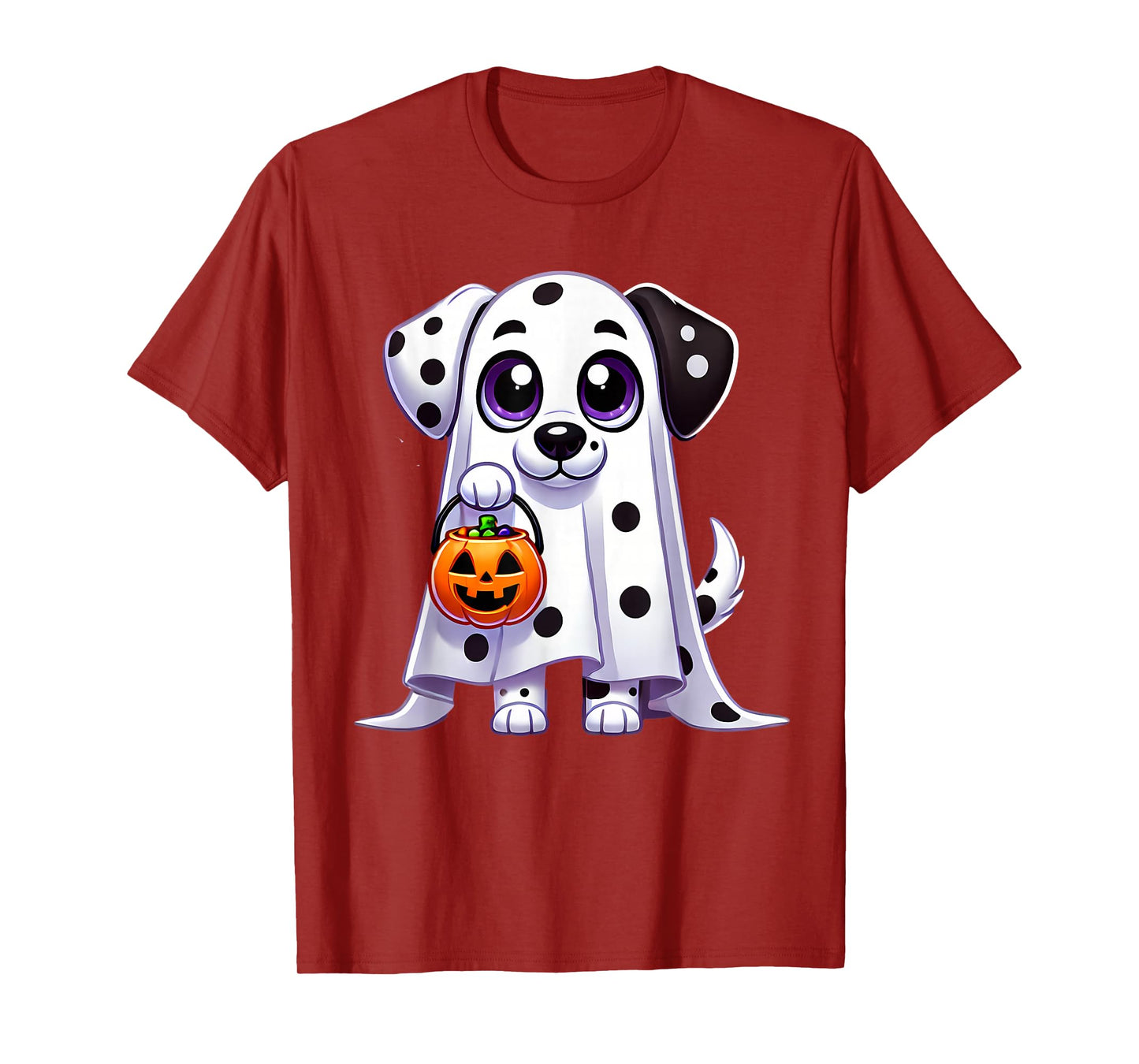 Dalmatian Ghost Halloween Dog Men Women Kids T-Shirt
