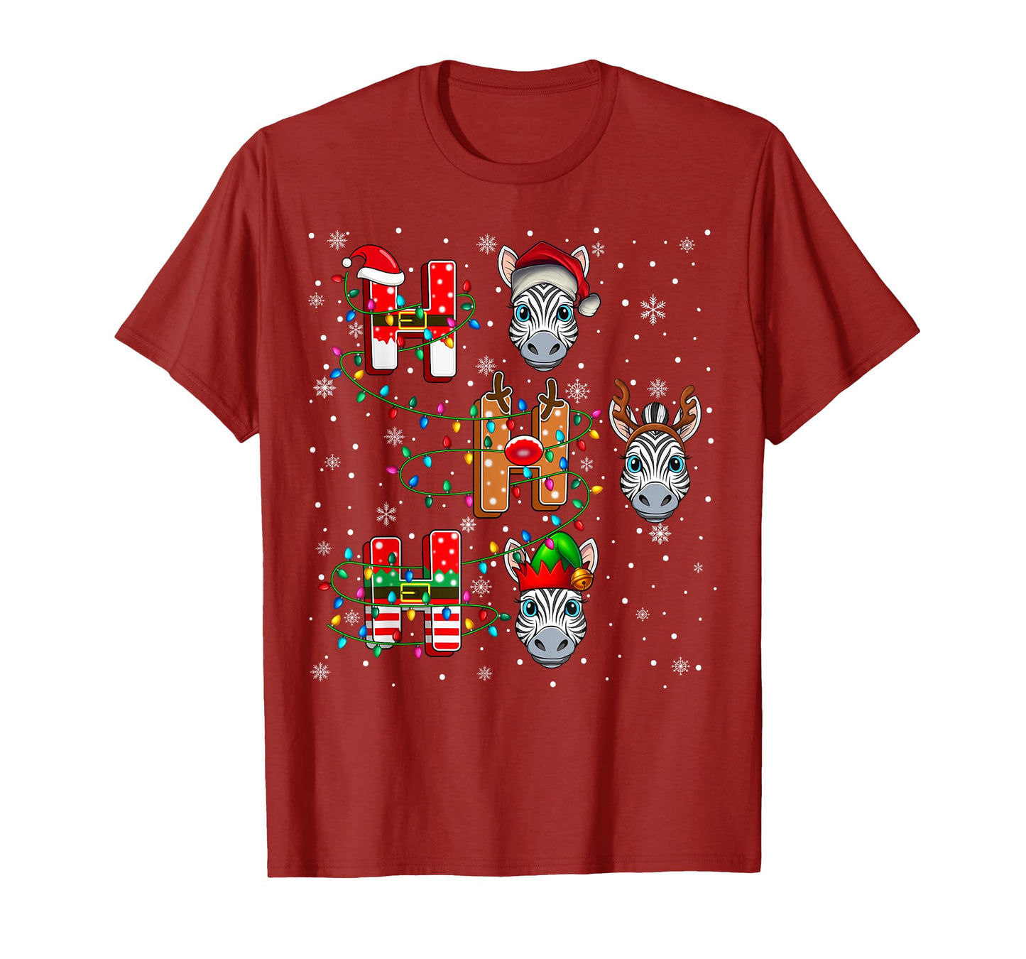 Ho Ho Ho Santa Reindeer Hat Elf Zebra Animal Christmas T-Shirt