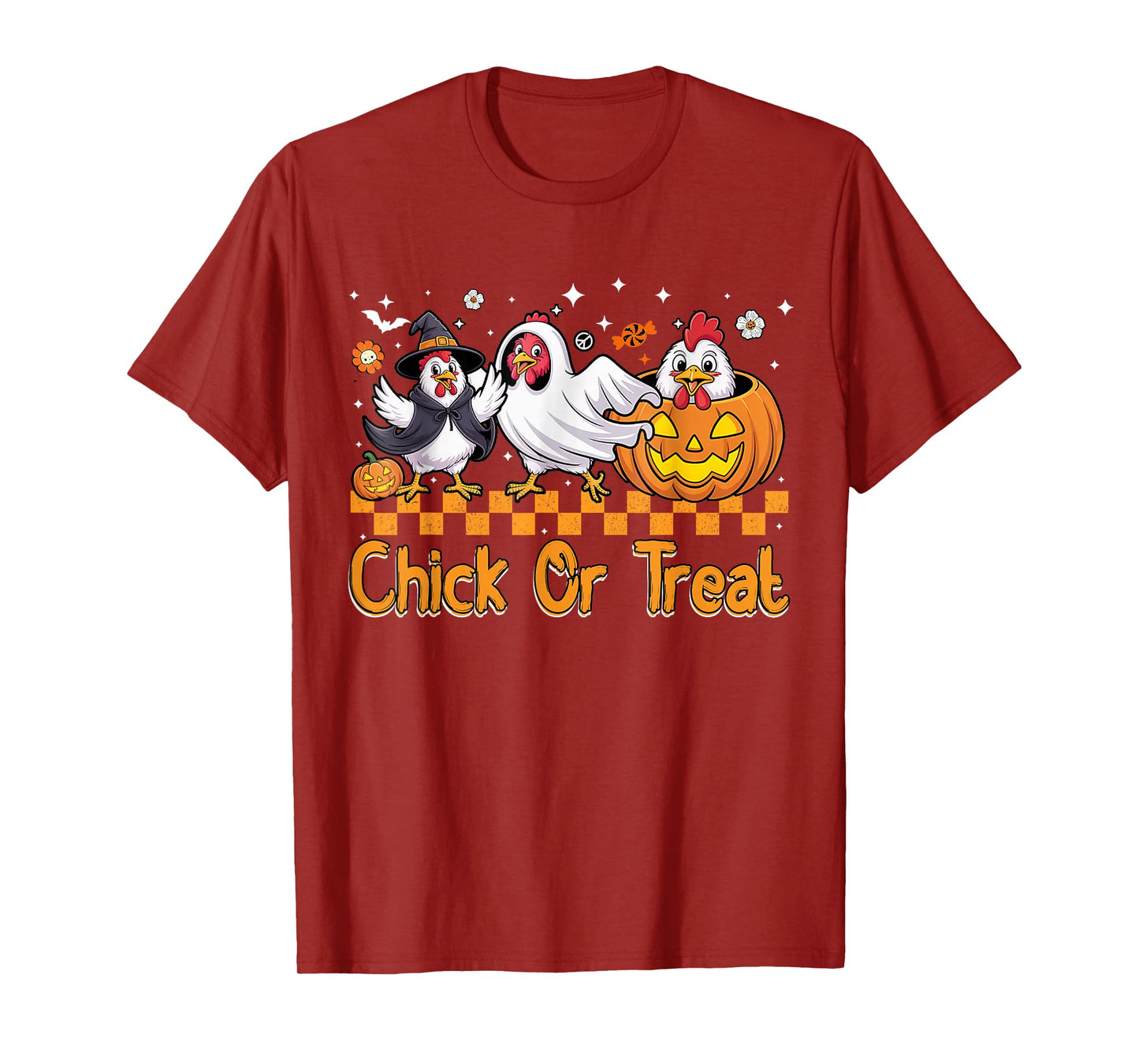 Retro Halloween Chick Or Treat Spooky Chickens Ghost Witch T-Shirt