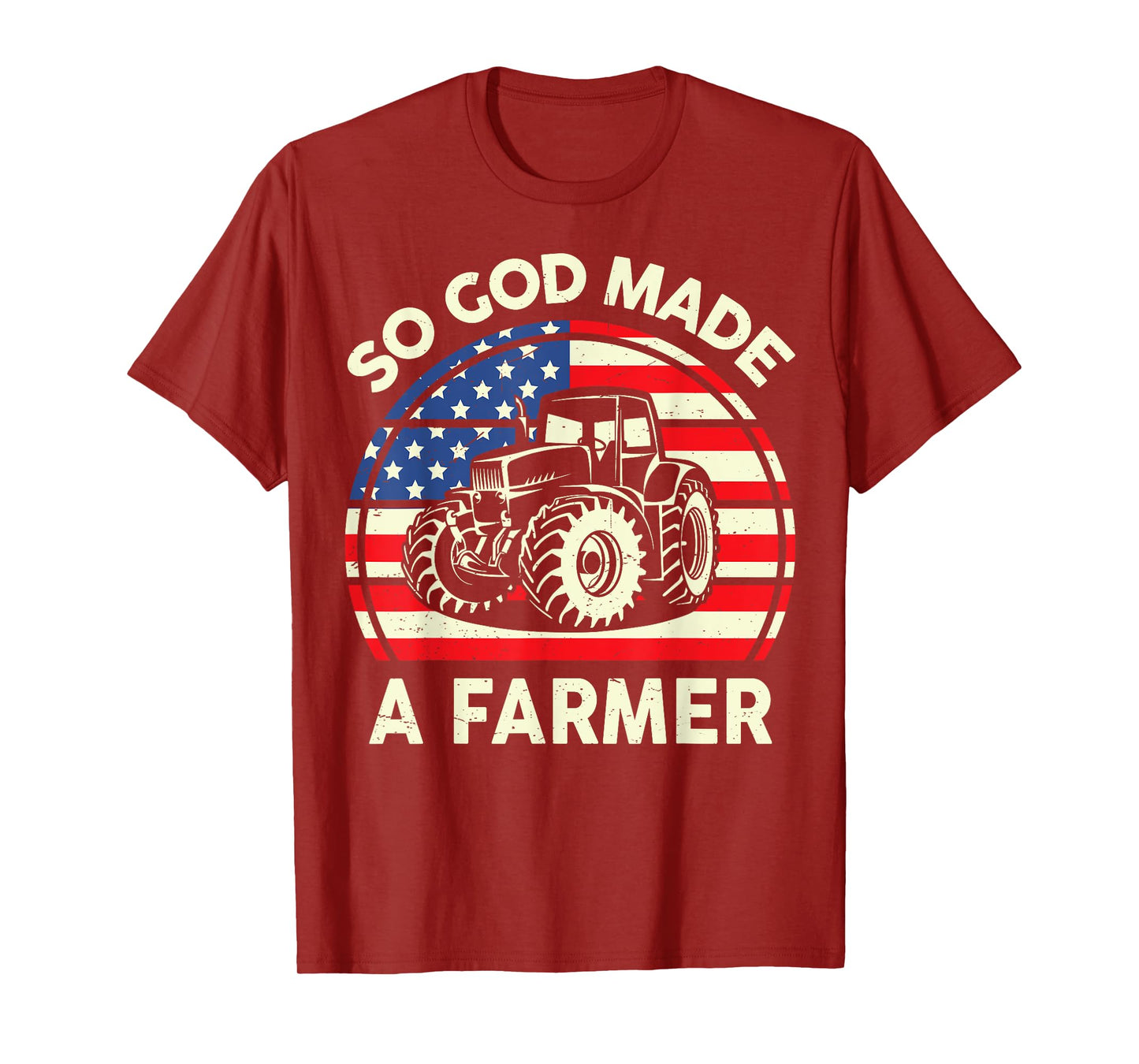 Christian So God Made Farmer-Shirt Men Tractor American Flag T-Shirt