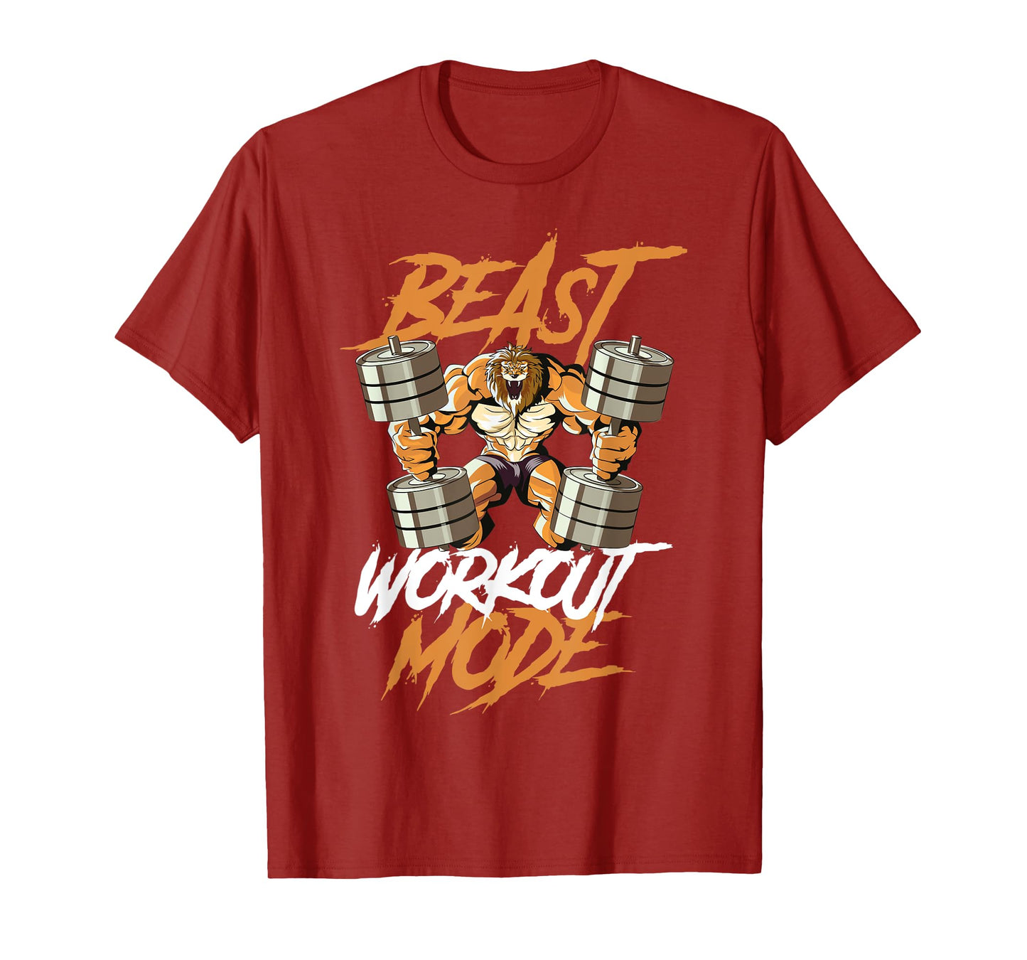 Lion Beast Workout Mode Lifting Weights Muscle Fitness Gym T-Shirt
