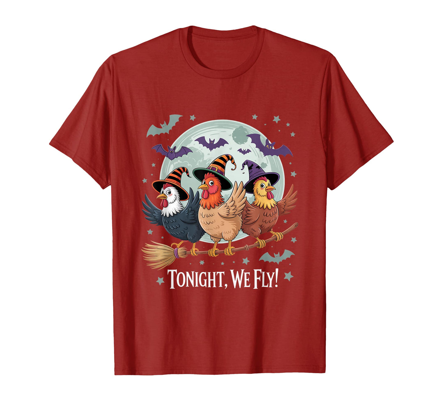 Tonight We Fly Funny Chicken Witches Spooky Farm Halloween T-Shirt