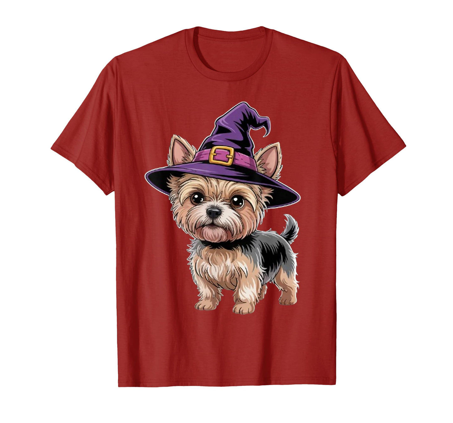Spooky Yorkie Mom Halloween Party Costume Witch Hat Yorkie T-Shirt
