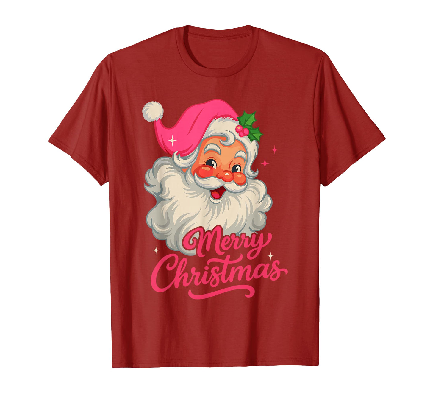 Funny Shirt for Men Christmas, Vintage Pink Santa T-Shirt