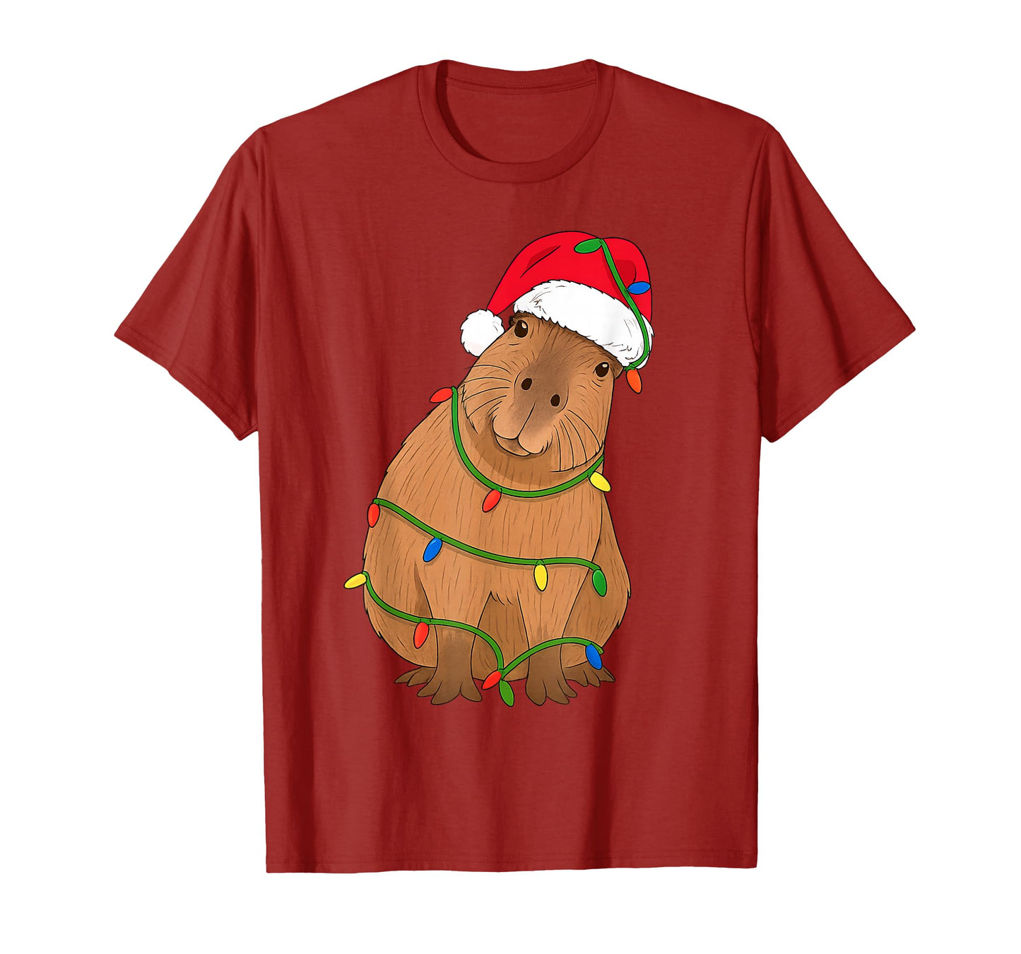 Capybara Christmas Tree Lights Holiday Animal Lover T-Shirt