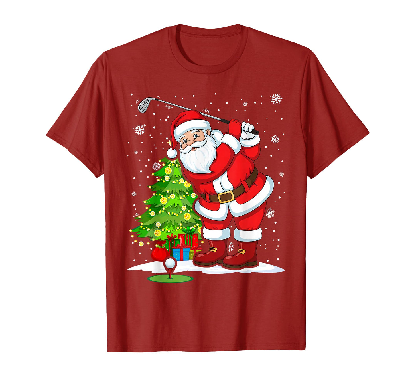 Golf Christmas Men Club Playing Santa Claus T-Shirt