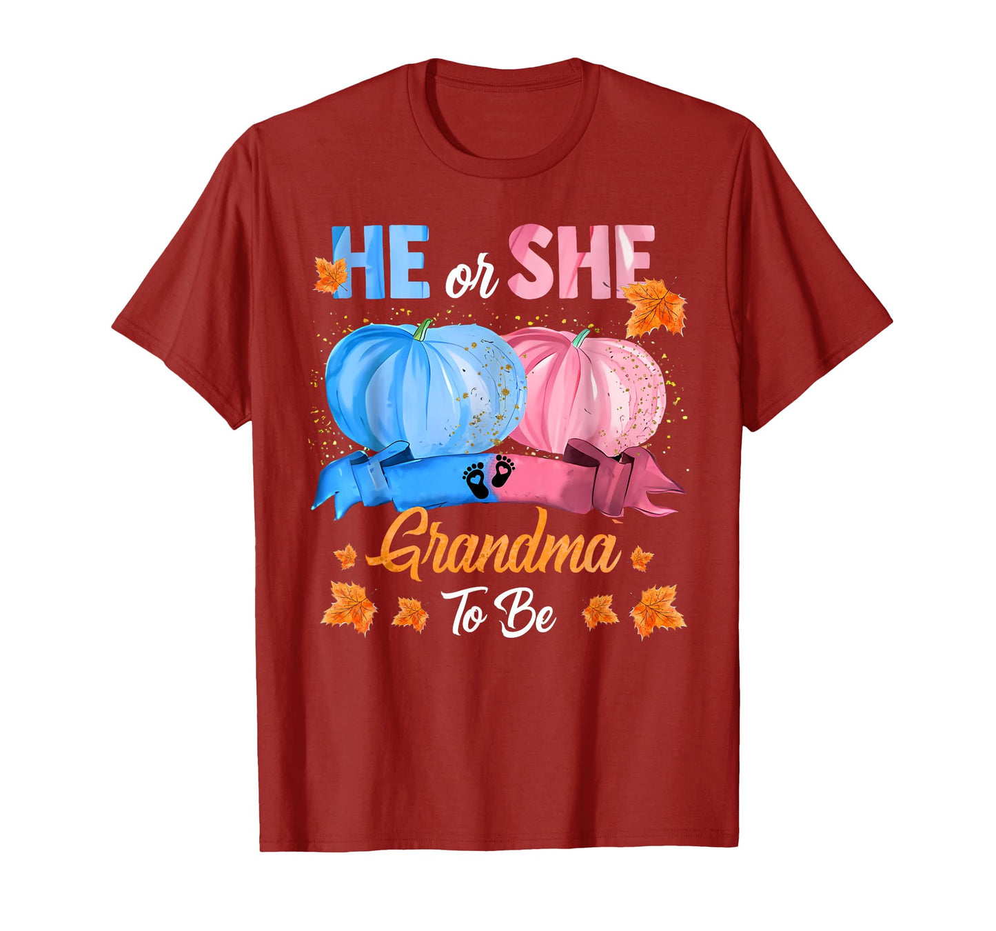 Halloween Pumpkin Gender Reveal He or She Grandma To Be T-Shirt