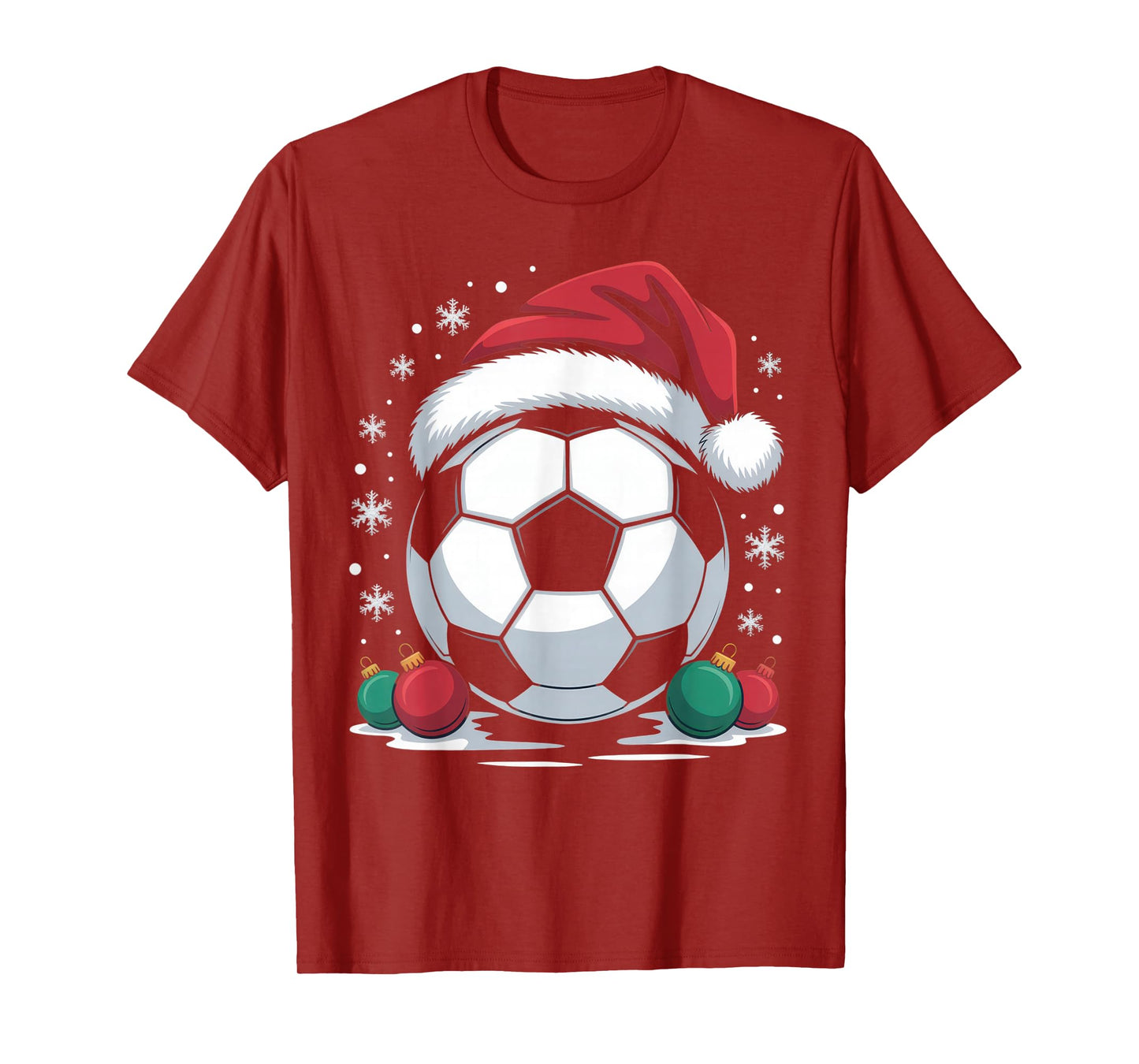 Festive Soccer Fan Joy Santa Hat Ornament Holiday Season T-Shirt