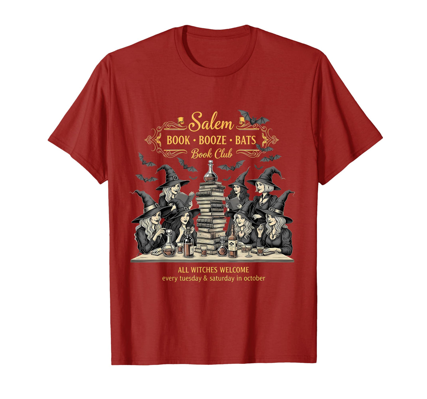 Vintage Salem Book Club Witchy Witch Spooky Season Halloween T-Shirt