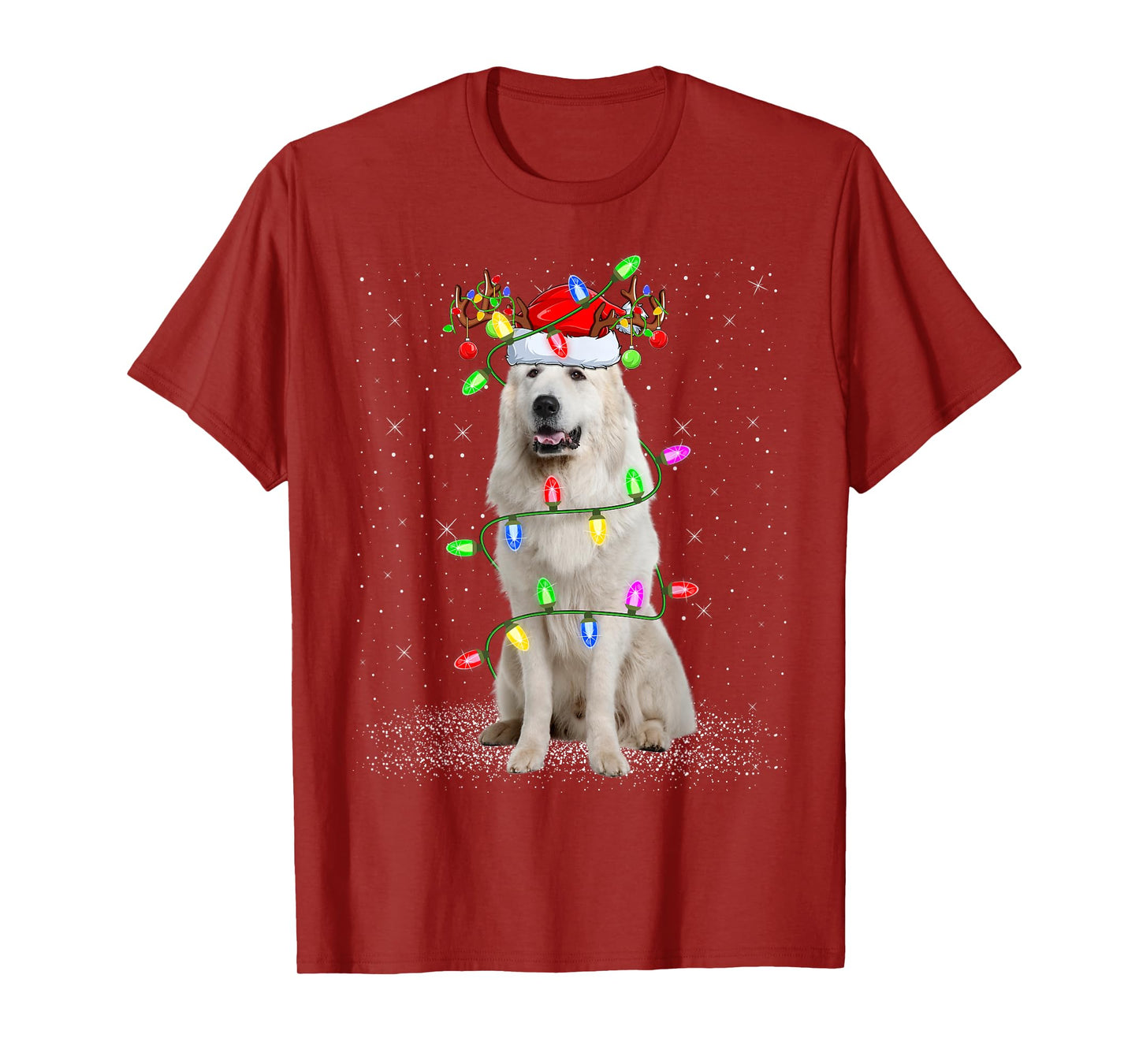 Great Pyrenees Dog Xmas Lights Santa Pet Dog Lover Christmas T-Shirt