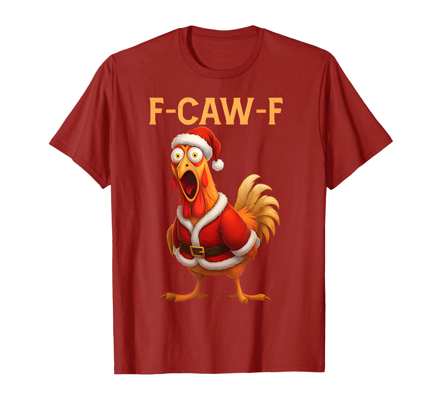 Funny Rooster F-CAW-F Santa Chicken F-CAW-F Christmas T-Shirt