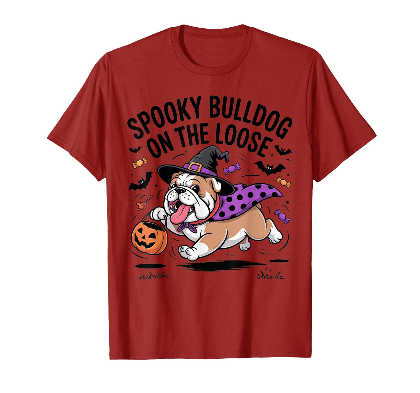 Spooky Bulldog On The Loose Funny Halloween Costume T-Shirt