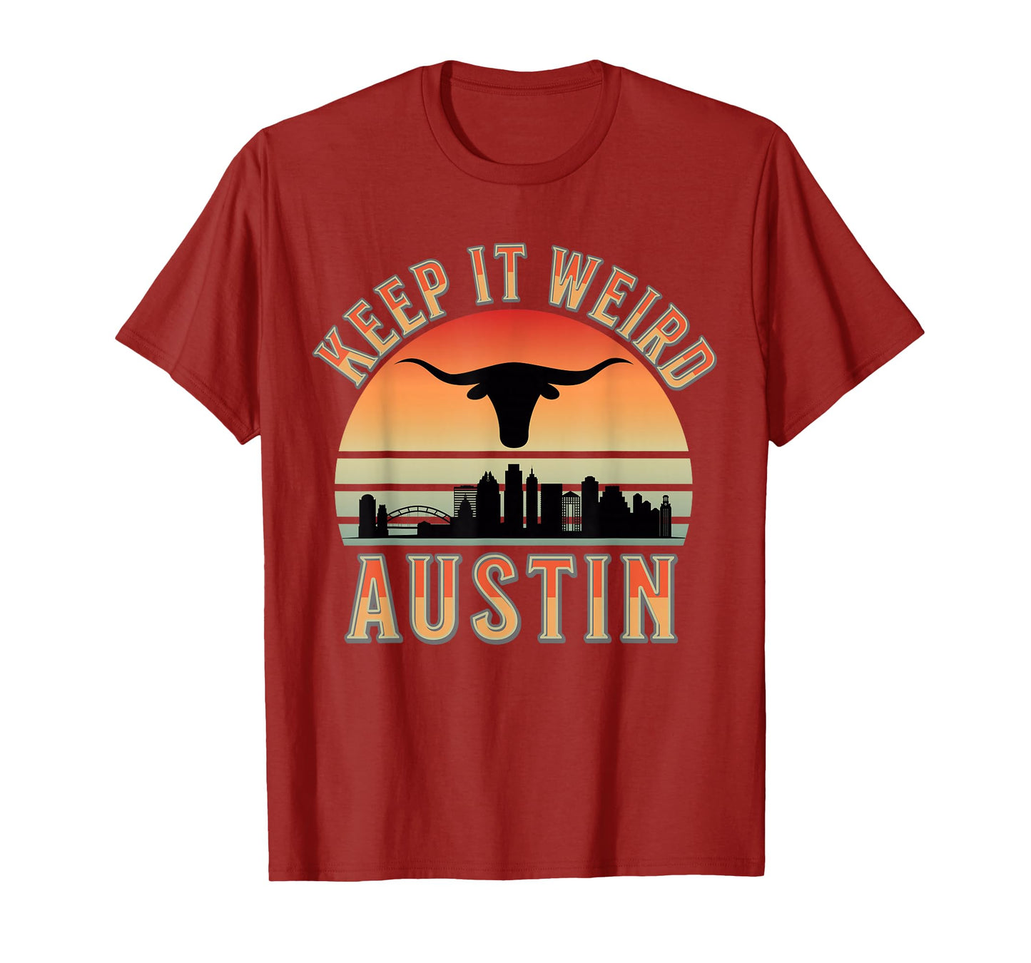 Stigmota Keep It Weird Austin Vintage Black Unisex Adult T-Shirt